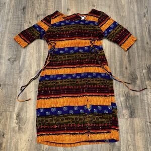 Vintage Diana Morgan Side Lace Up Midi Dress Zip Up Whimsigoth Peasant Boho Sz L
